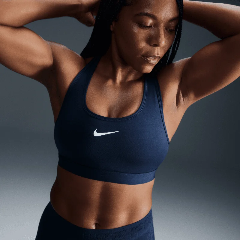 Lilac Satin Sports Bra for Rest -SWOOSH MEDIUM SUPPORT BRA - 478 ARMORY NAVY/WHITE