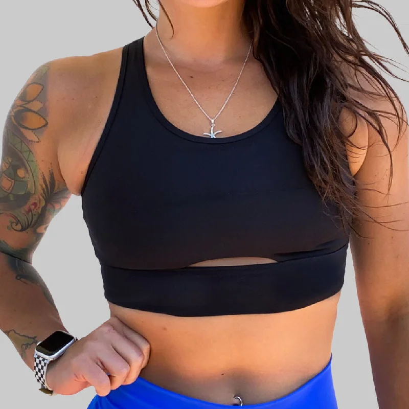 Lilac Smooth Sports Bra for Zumba -Salty Savage Ladies Peekaboo Sports Bra | Cocoa Beach Performance