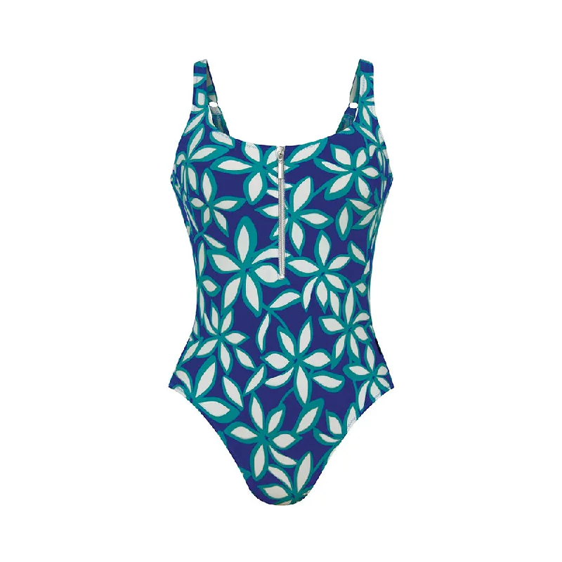 Knot-core swimwear -Elouise Ocean Blue Flower Swimsuit