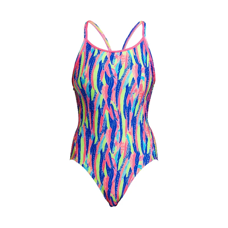 Navy chic swimwear -Wing Tips | Ladies Diamond Back One Piece