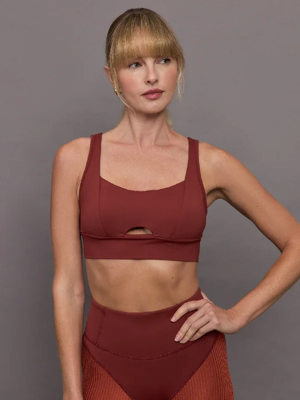 Lilac Satin Sports Bra for Multi-Sport -Verve Longline Bra - Terracotta