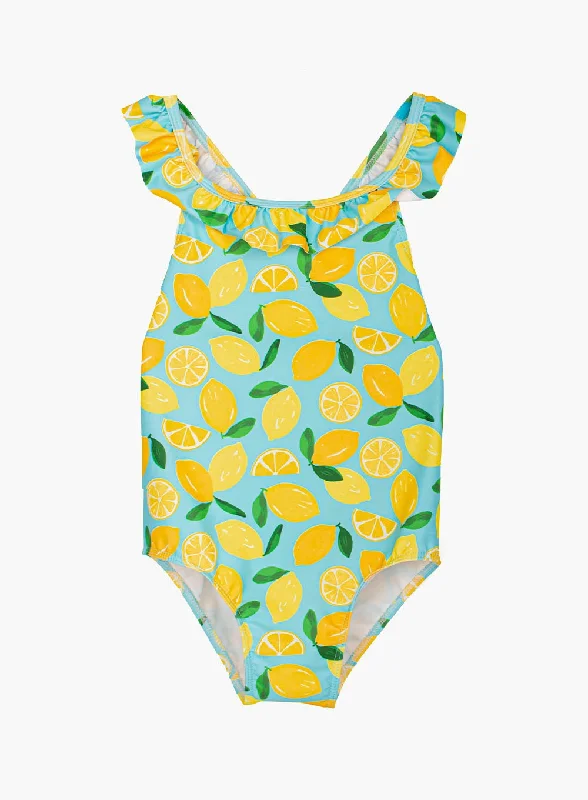 Dry-chic swimwear -Frill Swimsuit in Lemon