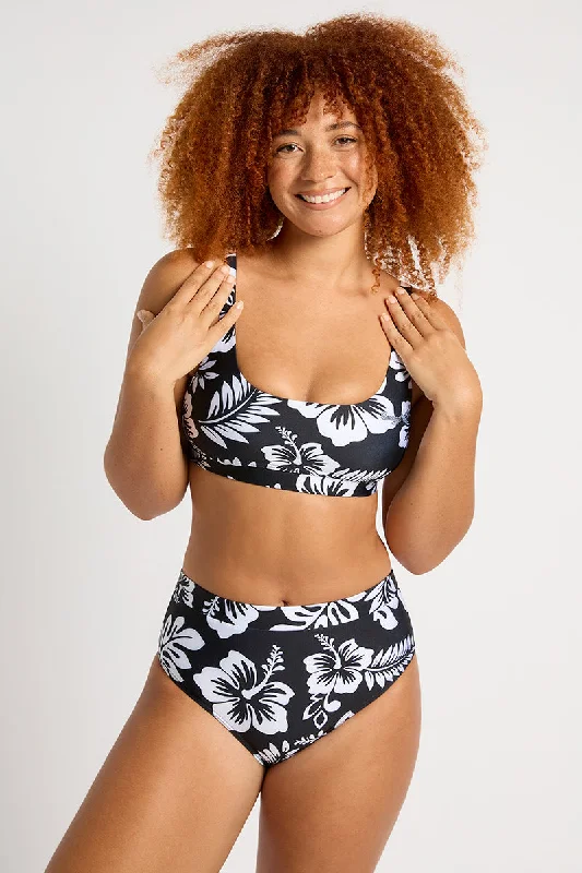 Trip-core swimwear -Palm Beach Top in Black Hawaii 5 Oh's