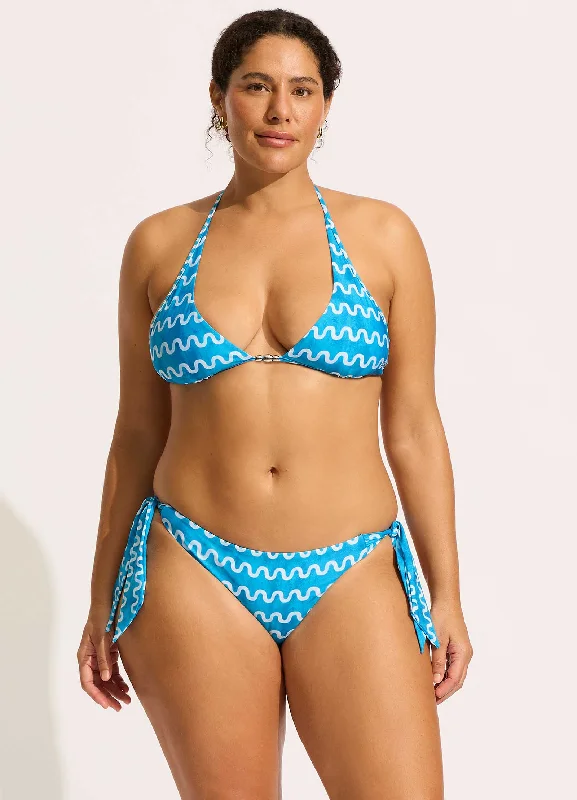 Dry-chic swimwear -Soundwave Long Line Halter Bikini Top - Turquoise