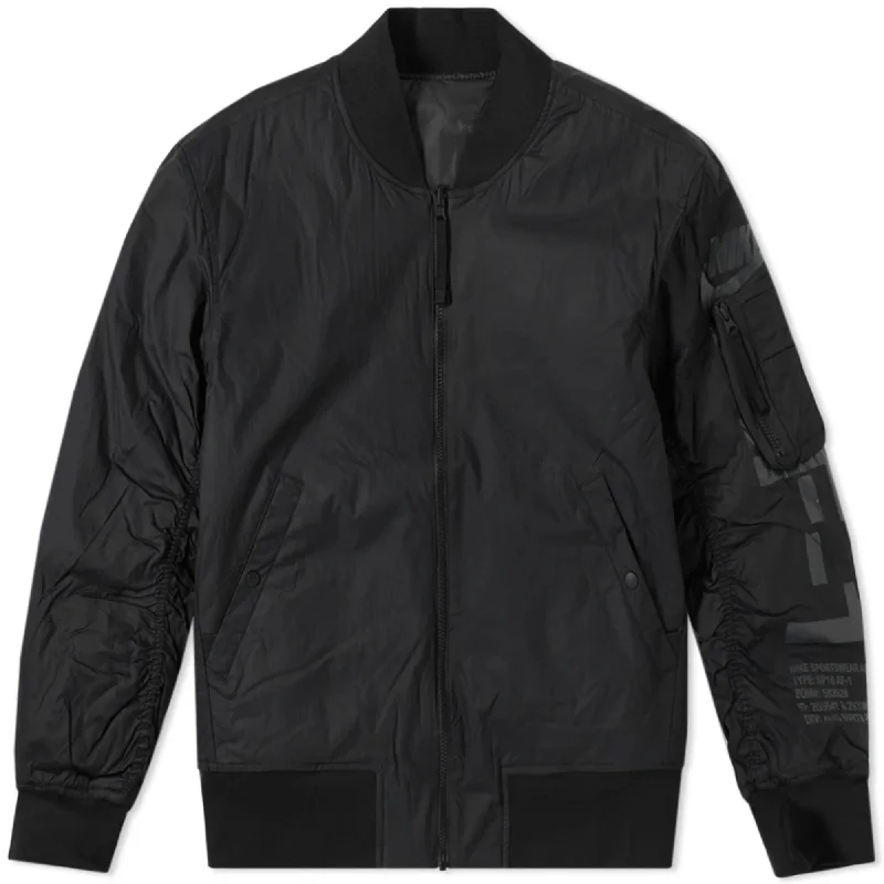 Glow-fit sports jacket -Nike Air Force 1 Bomber Jacket Black/Black  AH2033-010 Men's