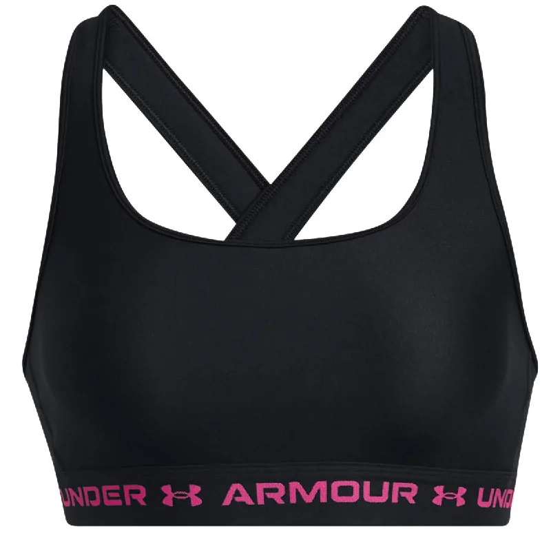 Forest Plush Sports Bra for Smoothness -Under Armour Armour Mid Crossback Sports Bra - Womens - Black/Astro Pink