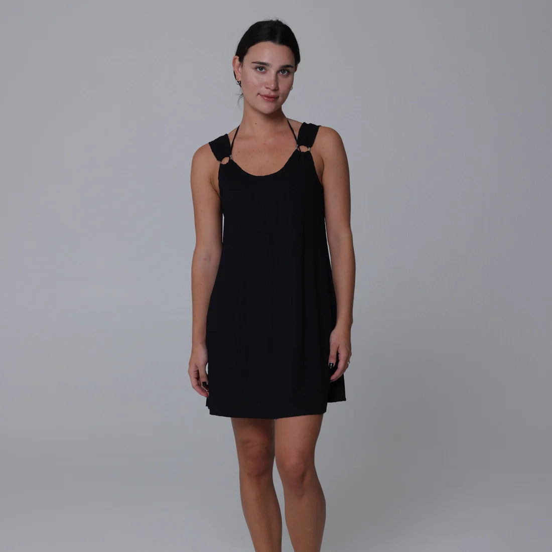 Even Amber Sports Tank Top for All-Purpose -J. Valdi Kira Slub Black Ring Tank Dress