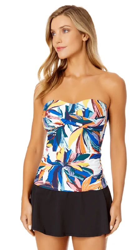 Lime All-Sport Sports Tank Top for Minimal -ANNE COLE RIVIERA FLORAL BANDEAU TANKINI