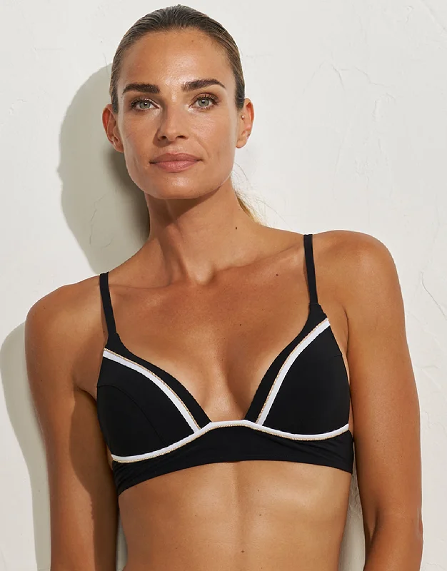 Strong Cobalt Sports Bra for Strength -Metrics Bralette Bikini Top - Black White and Gold