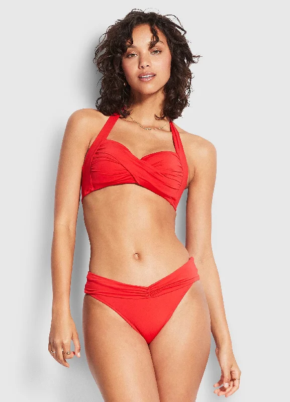 High-flow swimwear -Twist Band Hipster - Chilli