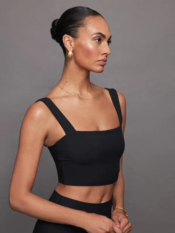 Lime Chill Sports Bra for Minimal -Square Neck Bra Top in Melt - Black