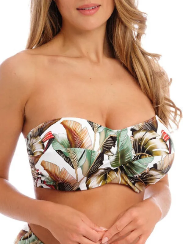 Stretch-flow swimwear -Kinabalu Twist Bandeau Bikini Top - Jungle