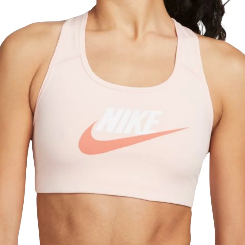 Aqua Summer Sports Bra for Young -Nike Dri-FIT Swoosh Women Medium-Support Graphic Sports Bra - Atmosphere/White/Madder Root