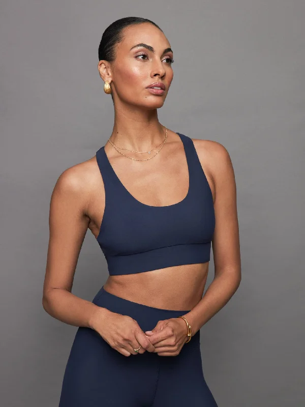 Slate Chic Sports Bra for Streets -Scoop Racerback Bra in Melt - Navy