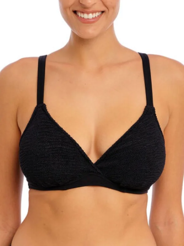 White men’s swimwear -Ibiza Waves Plunge Bikini Top - Black