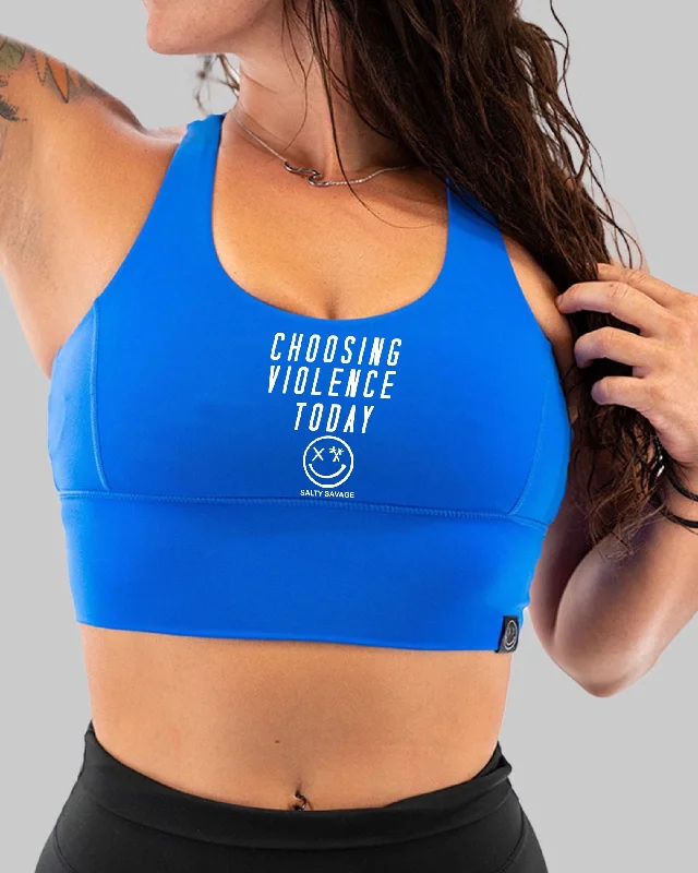 Aqua Summer Sports Bra for Young -Salty Savage Ladies "Choosing Violence Today" X Back Sports Bra | Cocoa Beach Performance