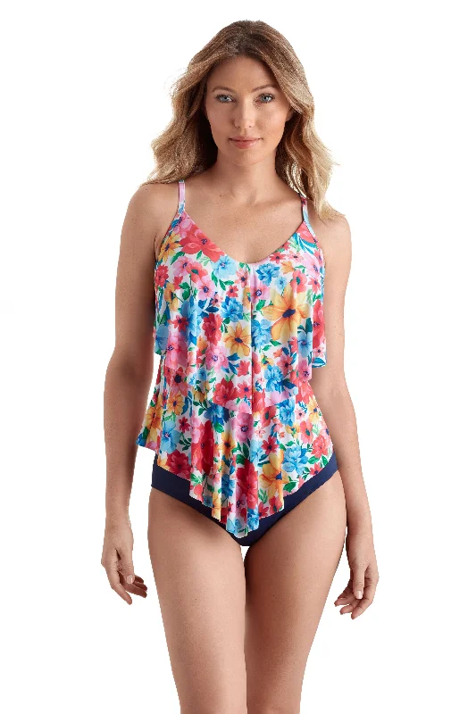 Pattern Flow Sports Tank Top for Style -ShapeSolver by Penbrooke Wallflower Double Tiered Tankini Top