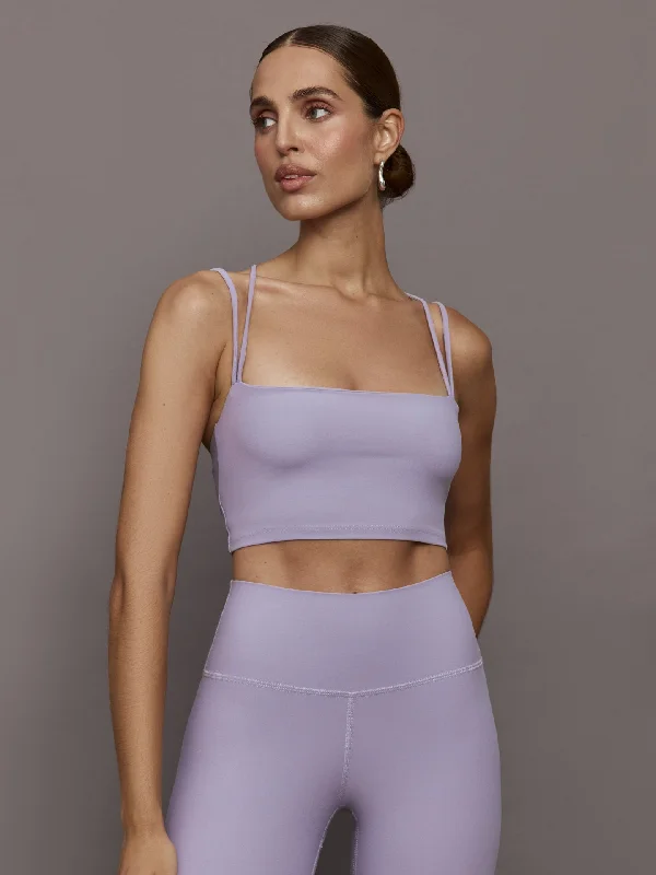 Base Amber Sports Bra for All-Purpose -Strappy Bra in Melt - Lavender Grey