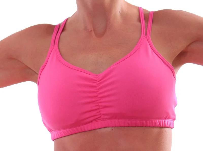 Smooth Edge Sports Bra for Comfort -Cerise Strappy Top Sports Bra