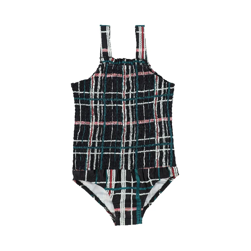 Short-flow swimwear -WATER CLUB PLAID GIRLS SWIMSUIT [Final Sale]