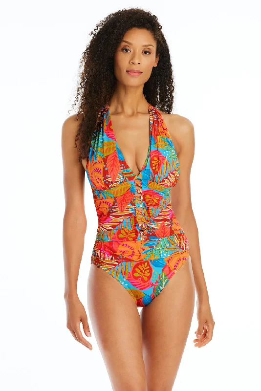 Navy chic swimwear -Bleu Rod Beattie The Heat Is On Halter One Piece