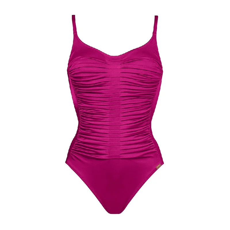 Stripe-core swimwear -Impact Berry Glaze Gathered Swimsuit