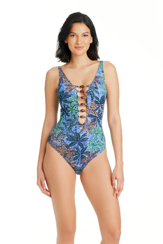 Dive-core swimwear -Bleu Rod Beattie By The Sea Lace Down One Piece