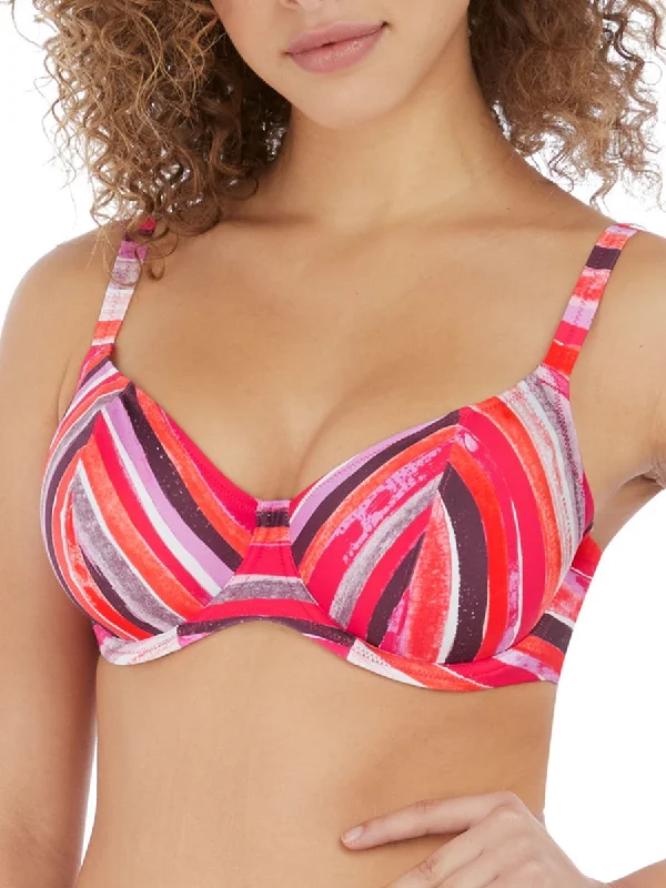 V-fit swimwear -Bali Bay Plunge Bikini Top - Summer Multi