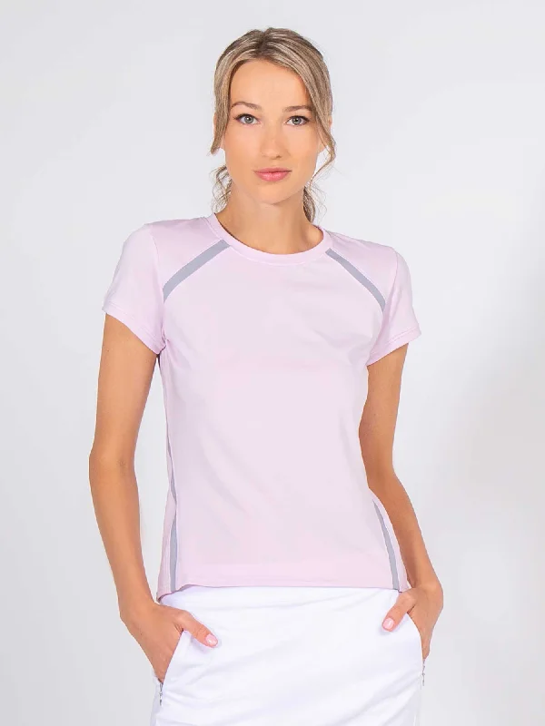 Sapphire Burgundy Sports Short for Stretch -Classic Short Sleeve Crew Neck - Ice Pink Combo