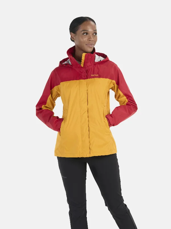 Black core sports jacket -Women's PreCip Eco Jacket - Golden Sun/Team Red