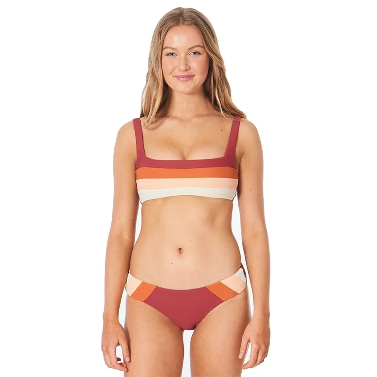 Burgundy Energy Sports Bra for Pattern -Golden Days Block Bra Swim Top