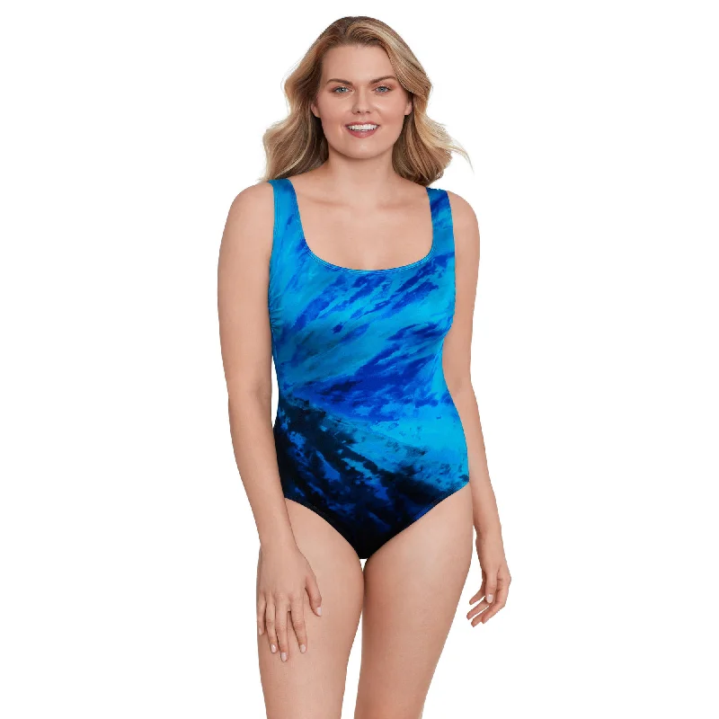 Grip-core swimwear -Longitude At Sea Level Scoopneck One Piece