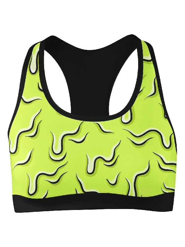 Slate Chic Sports Bra for Weights -Neon Drippy (Green) Sports Bra