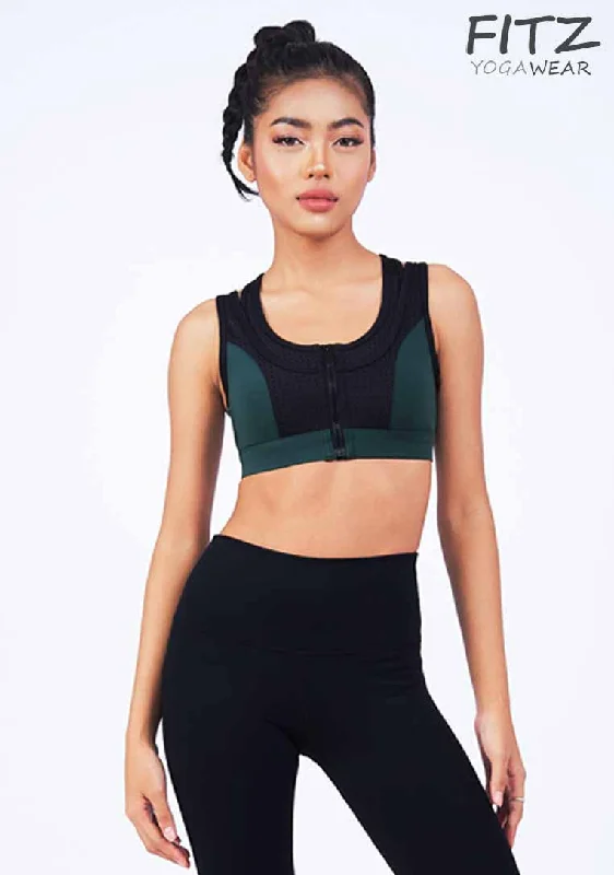 Sapphire Stretch Sports Bra for Cardio -สปอร์ตบรา บราโยคะ บราออกกำลังกาย Fitz - Viviana Sports Bra - Green *พร้อมส่ง*