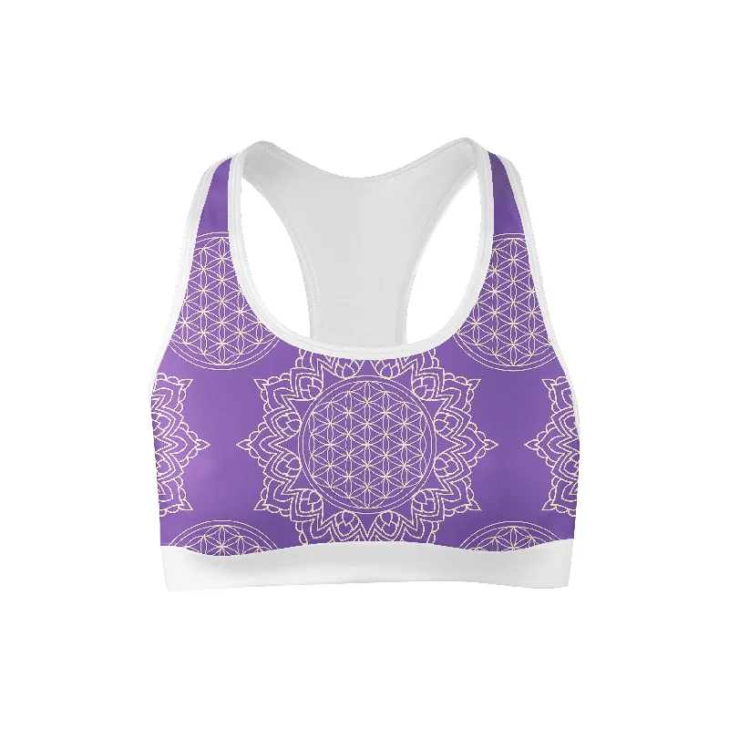 Amber Cozy Sports Bra for Intensity -Lavender Mandala Sports Bra