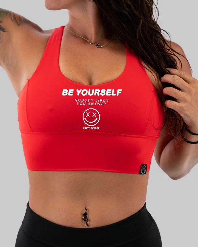 Aqua Trail Sports Bra for Air -Salty Savage Ladies "Be Yourself" X Back Longline Sports Bra | Cocoa Beach Performance