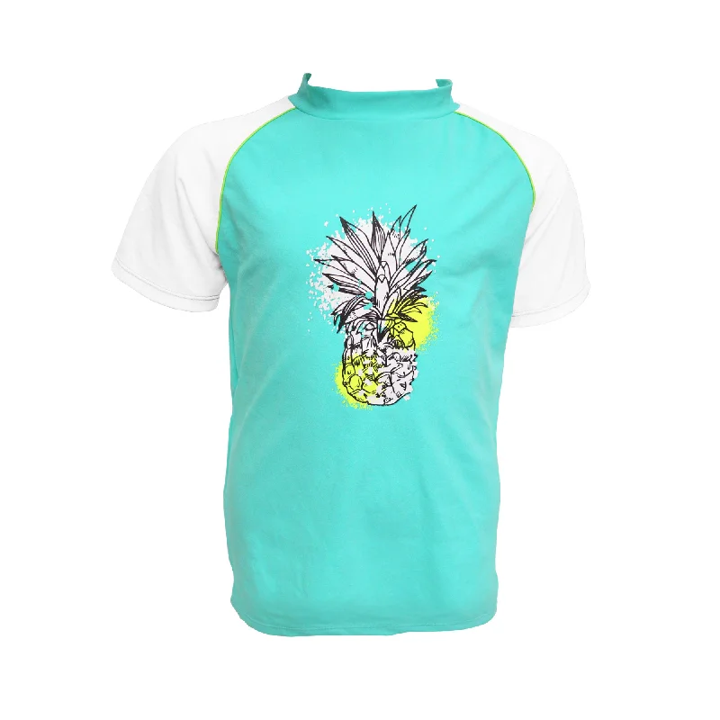 Lilac Lime Sports Short for Design -Youth Girls Pineapple Splash Short Sleeve Rash Vest