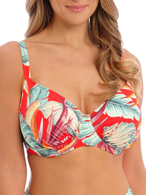 Black men’s swimwear -Bamboo Grove Gathered Full Cup Bikini Top - Hot Chilli