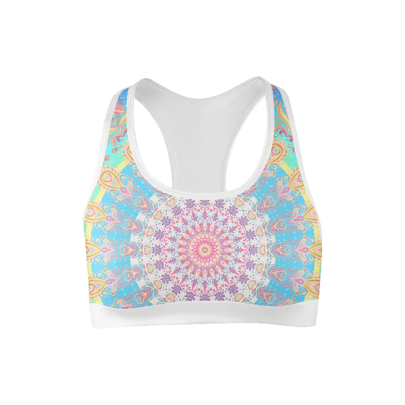 Burgundy Feather Sports Bra for Edge -Strength Mandala Sports Bra