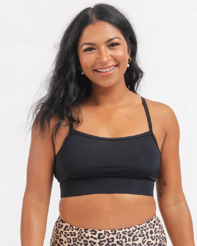 Aqua Summer Sports Bra for Teens -Black Bralette