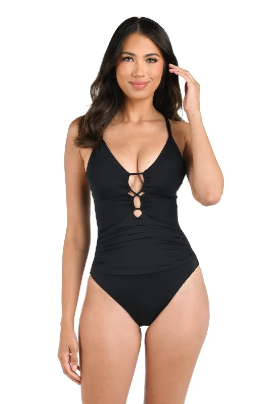 Bold-fit swimwear -LA BLANCA ISLAND GODDESS LACE UP UW ONE PCE