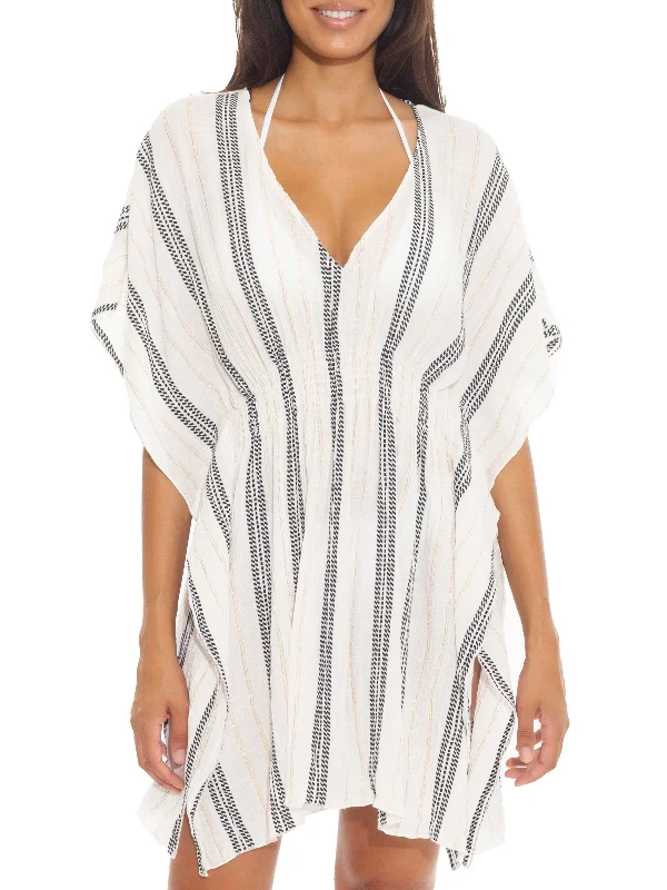 One-piece flow swimwear -Becca Radiance Stripe White Woven Tunic