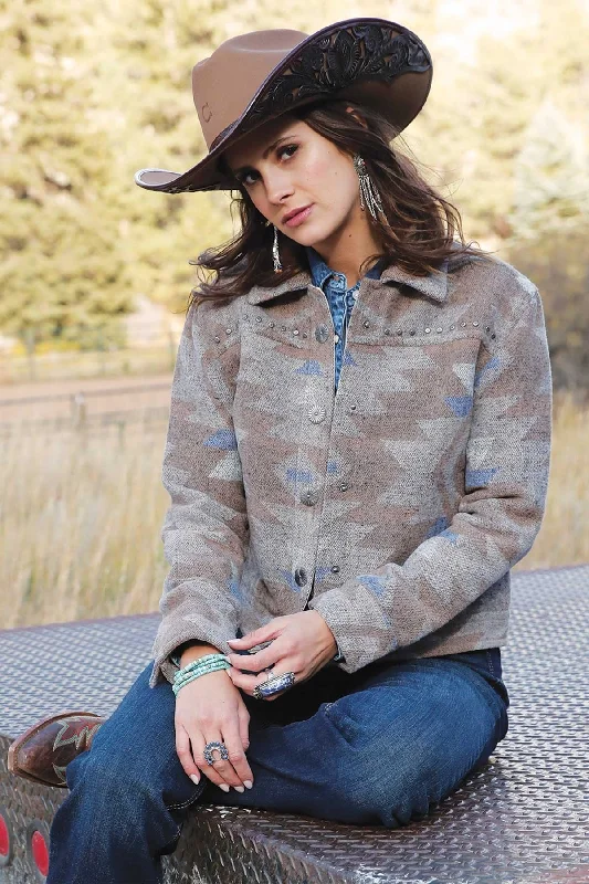 Fit-core sports jacket -Women's Tweed Trucker Jacket - Tan - (CWJ7481001)