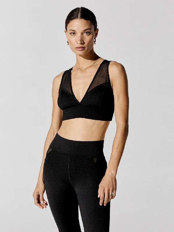 Lilac Satin Sports Bra for Rest -Flash Longline Bra - Black