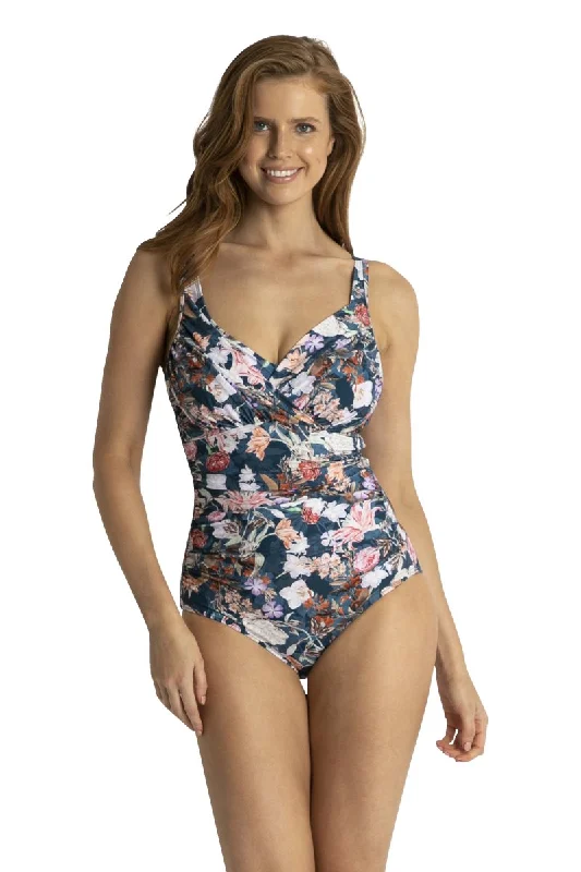 Plus-size chic swimwear -AZURA PARIS PRINT F/G CUP UNDERWIRE ONE PIECE