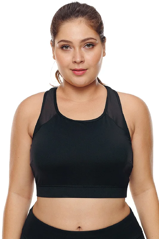 Grip Sapphire Sports Bra for Hold -Sheer Mesh Plus Size Sports Bra