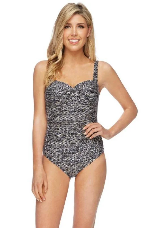 Eco-flow swimwear -NN2976PRN Niptuck Nautical Navy Twist Front Onepiece