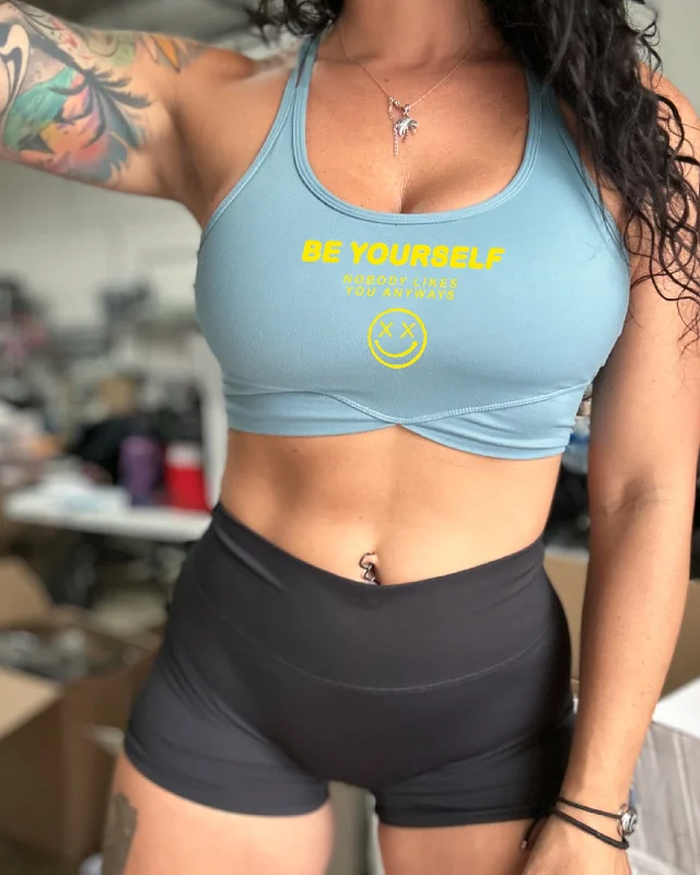 Rose Pulse Sports Bra for Dryness -Salty Savage Ladies "Be Yourself” V Cut Sports Bra | Yellow