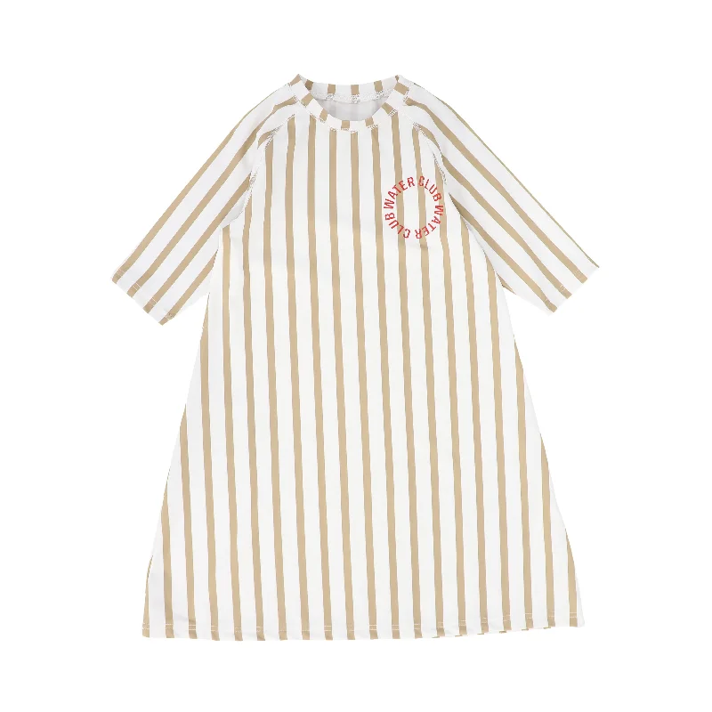 Stretch-chic swimwear -WATER CLUB TAN LOGO STRIPED COVER UP [FINAL SALE]