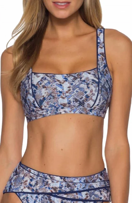 Glow Cobalt Sports Bra for Night -Animal Kingdom Bralette - Plus In Python